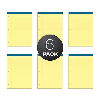 3-Hole Punched Perforated Legal/Wide Rule Canary 8-1/2 x 11-3/4 Inches TOPS Double Docket Writing Tablet 63387 6 Pads per Pack 100 Sheets per Pad